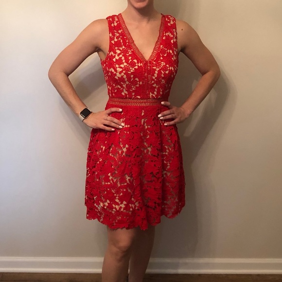 Alya Dresses & Skirts - Breathtaking red lace Alya dress - worn once!